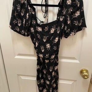 Skylar + Madison Black Floral Midi Dress